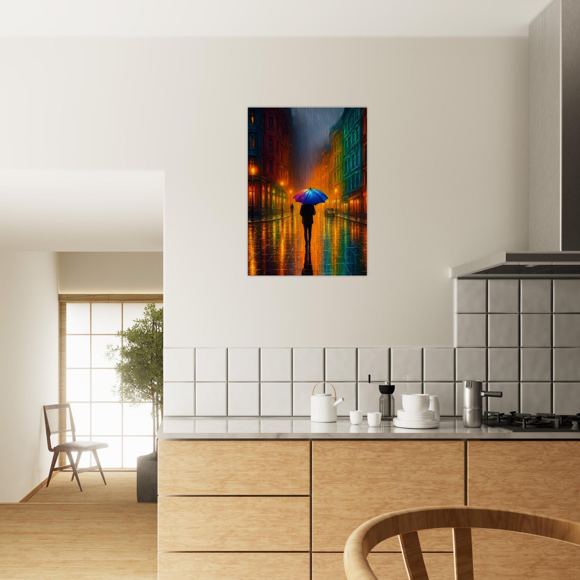 Reflections in the Rain Wall Art – Moody Urban Street Scene Poster
