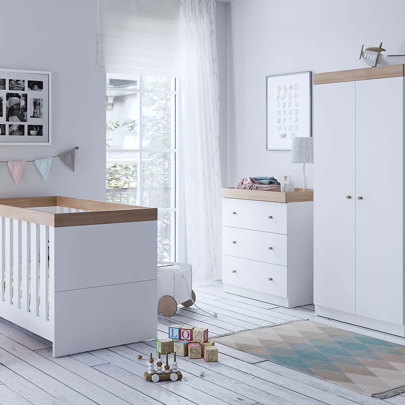 Little Acorns Burlington Cot Bed - White & Oak