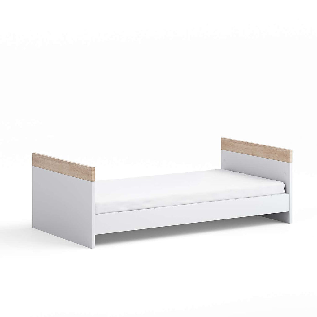 Little Acorns Burlington 3 Piece Nursery Furniture Set with Cot Bed, Dresser and Wardrobe - White & Oak