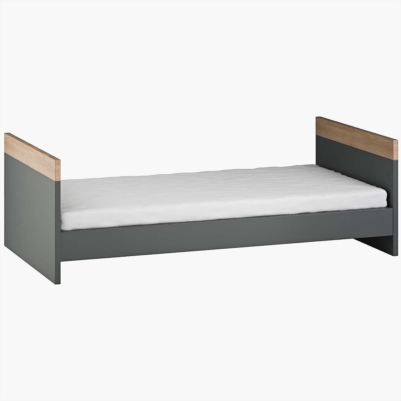 Little Acorns Burlington 3 Piece Nursery Furniture Set with Cot Bed, Dresser and Wardrobe - Anthracite Grey & Oak