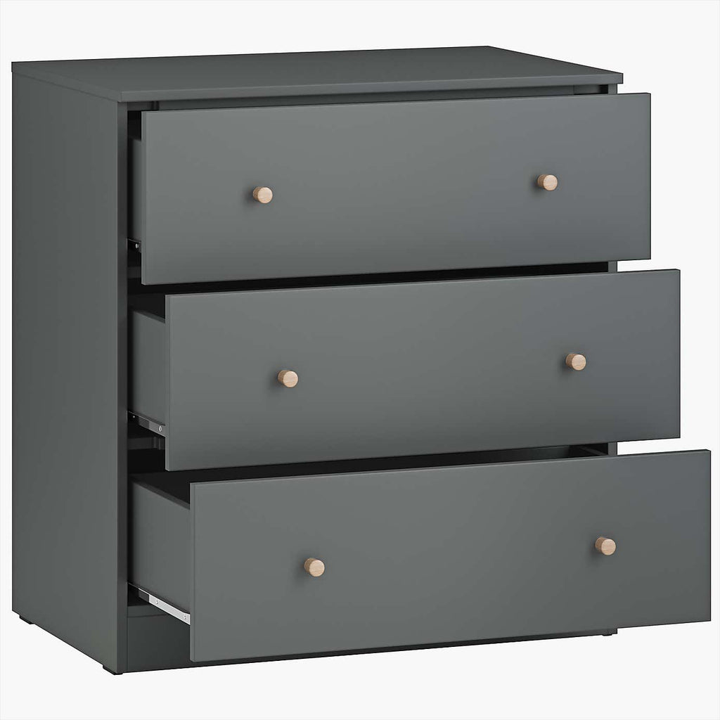 Little Acorns Burlington 2 Piece Nursery Furniture Set with Cot Bed and Dresser - Anthracite Grey & Oak