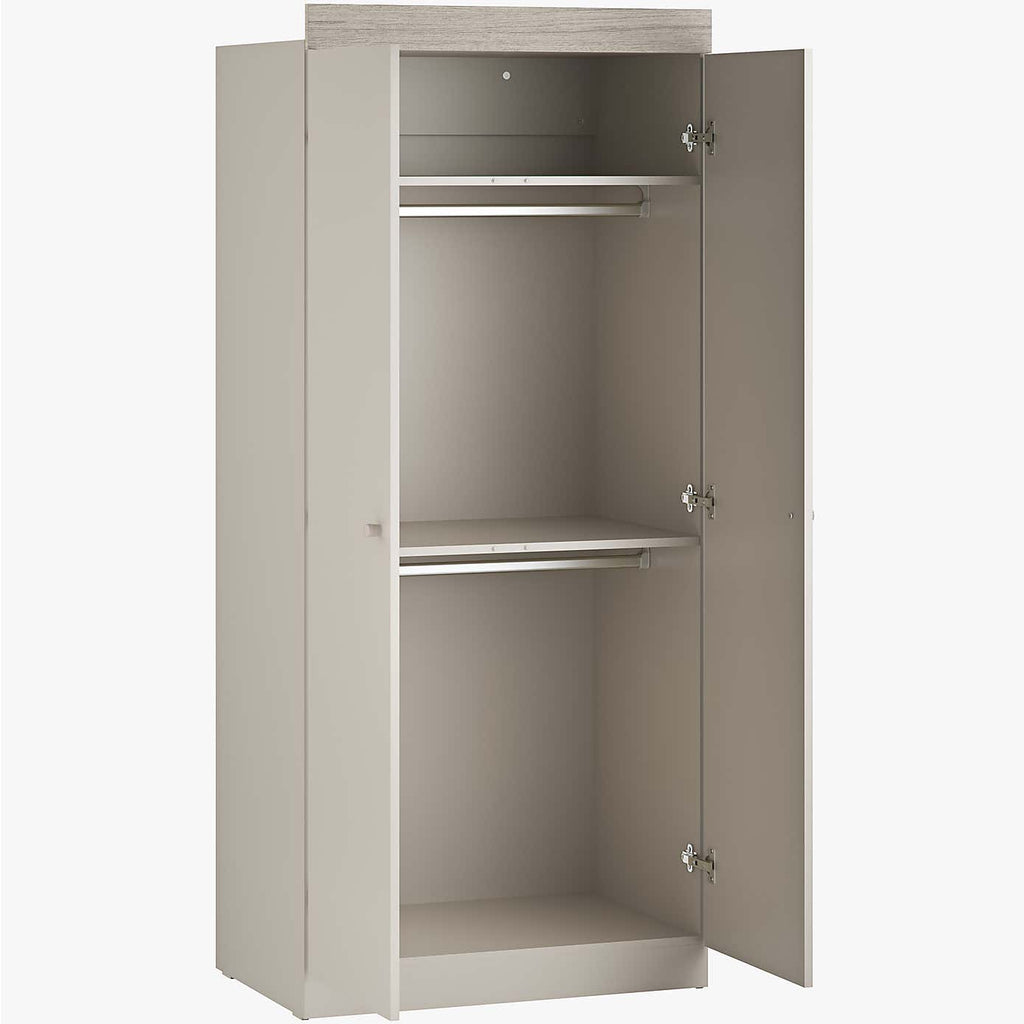 Little Acorns Burlington 3 Piece Nursery Furniture Set with Cot Bed, Dresser and Wardrobe - Cashmere & Grey Ash