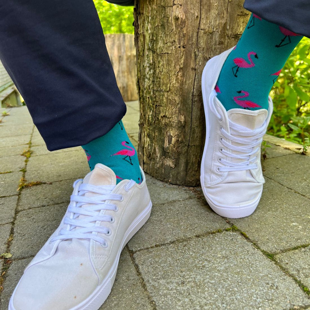 Swole Panda Flamingo Bamboo Socks – Eco-Friendly Novelty Animal Print
