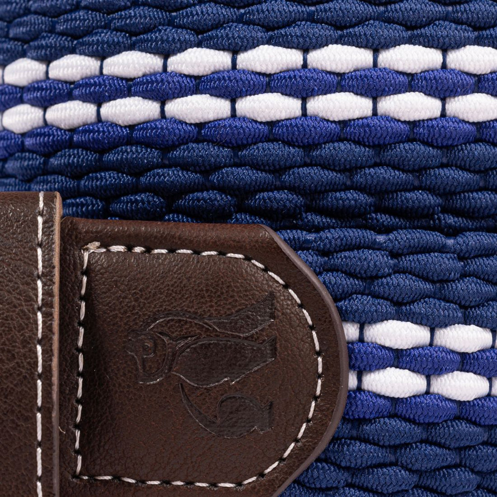 Swole Panda Woven Belt – White Fine Stripe Recycled Elasticated Belt