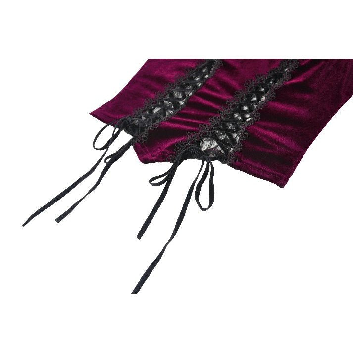 Dark in Love Serilda Velvet Lace Corset Top – Wine Red Gothic Style