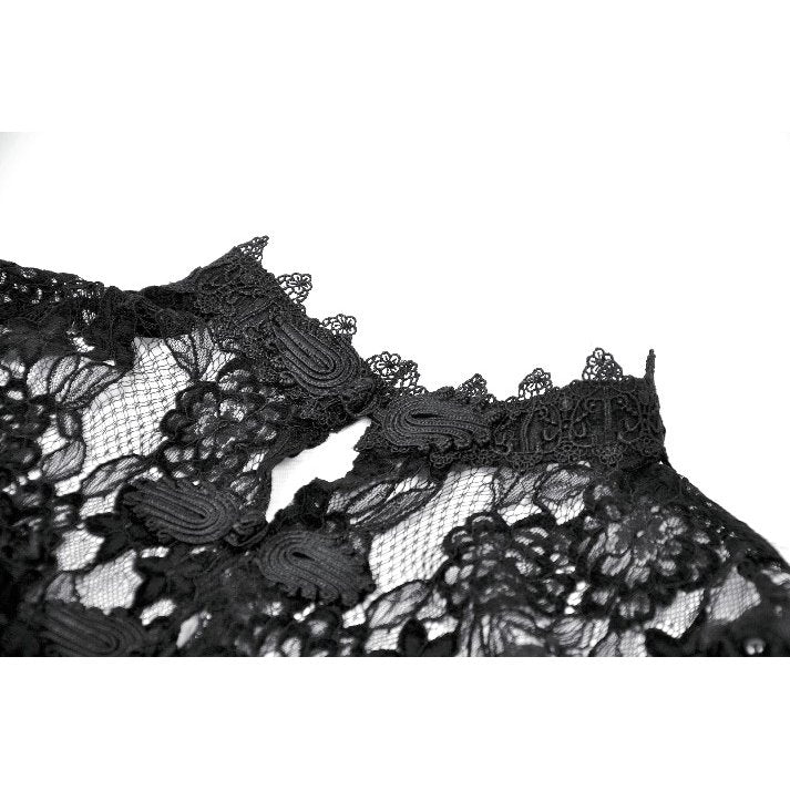 Dark in Love Morwenna Gothic Black Lace Ruffle Capelet with High Collar
