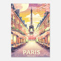 Paris Street Scene Wall Art - Eiffel Tower Sunset Print
