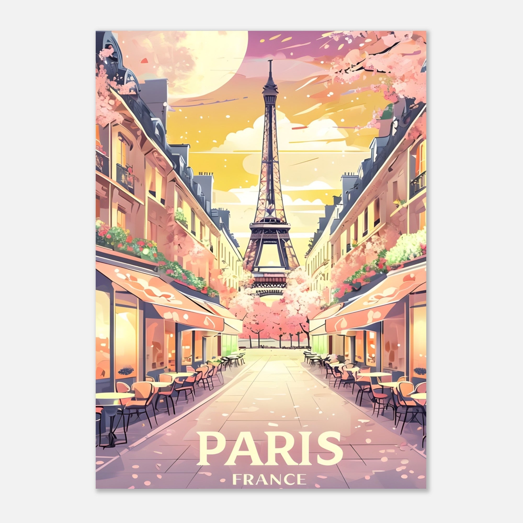 Paris Street Scene Wall Art - Eiffel Tower Sunset Print