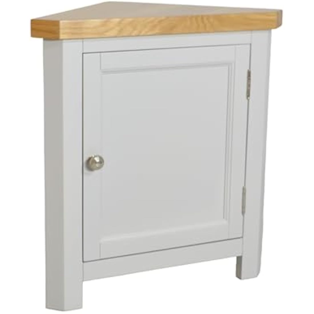 Painted Corner Cabinet | Solid Oak Top Storage Unit - Grey