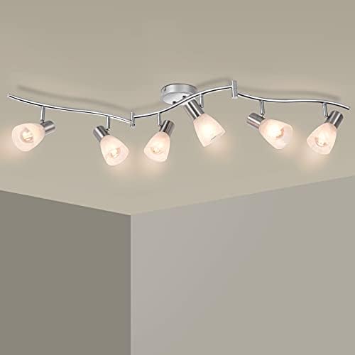 Unikcst 6-Way LED Ceiling Spotlight – Modern Chrome Adjustable Track Light