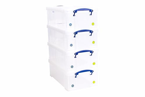Really Useful Box 12 Litre Clear Plastic Storage Containers | Pack of 4