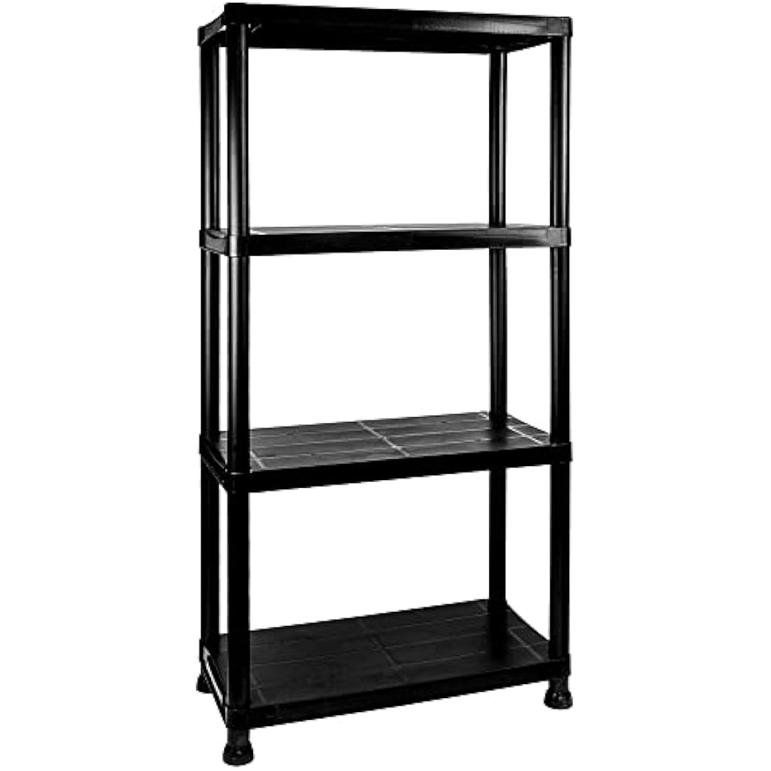 TAHA 4 Tier Black Plastic Garage Shelving Unit - 133x60x30cm