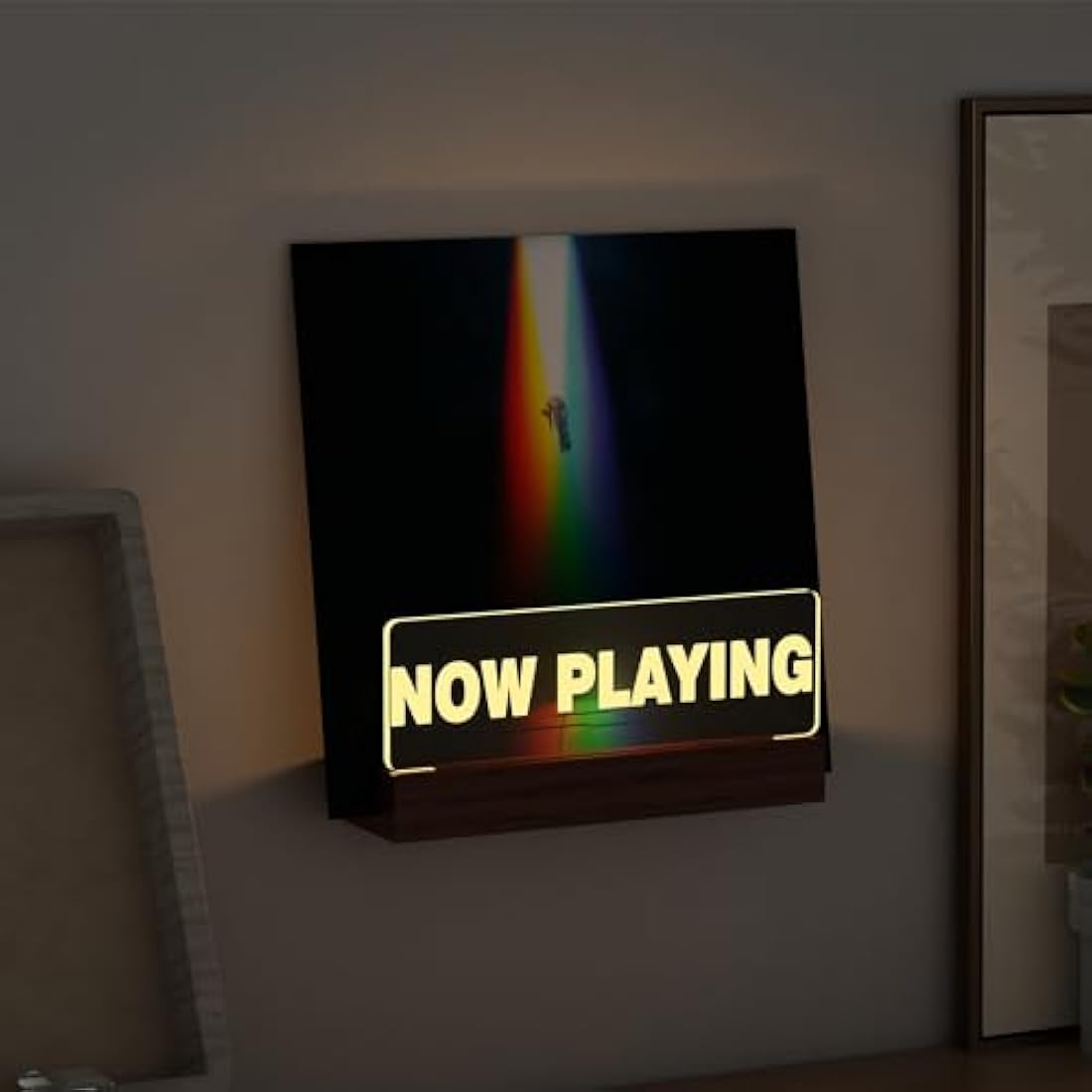 LED Light Up Vinyl Record Stand – Wooden Now Playing Display