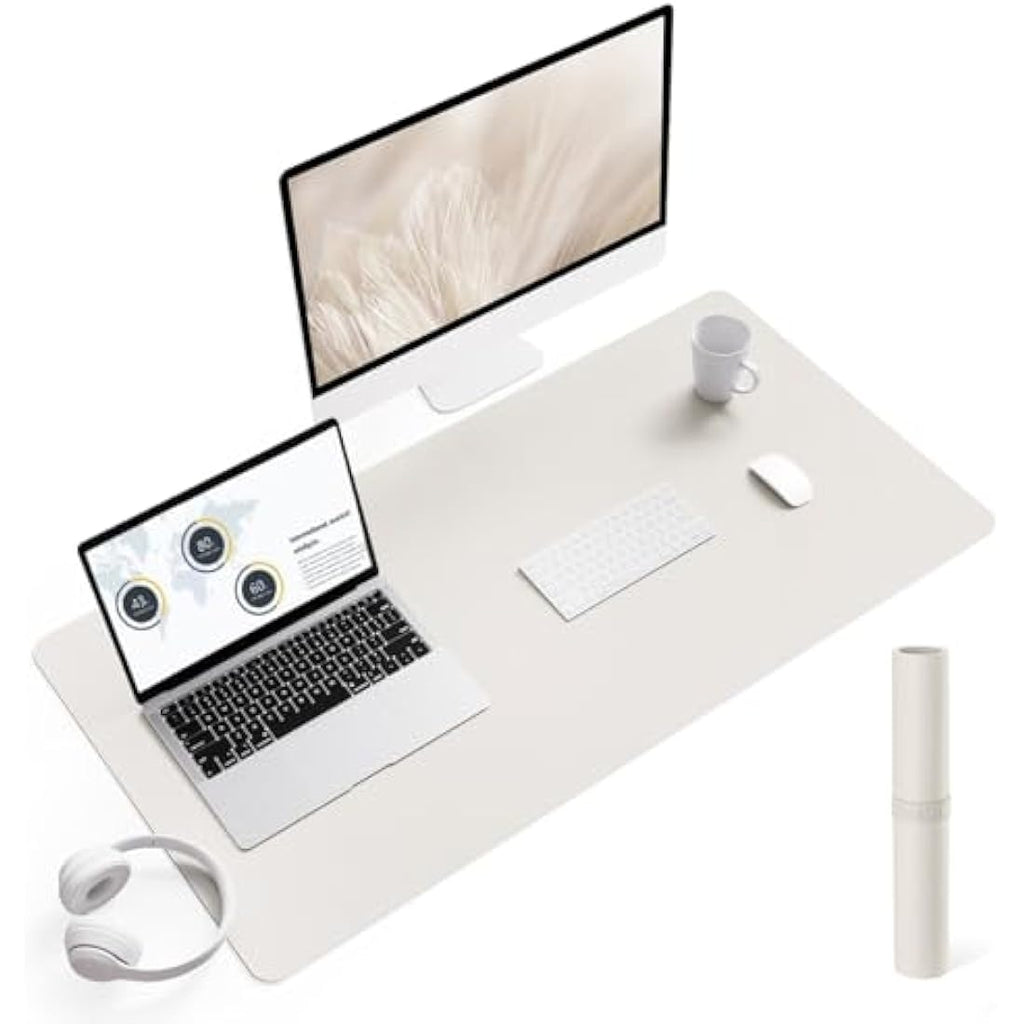 YSAGi PVC Leather Desk Pad – Waterproof Non-Slip Writing Mat, Gray (90x43cm)