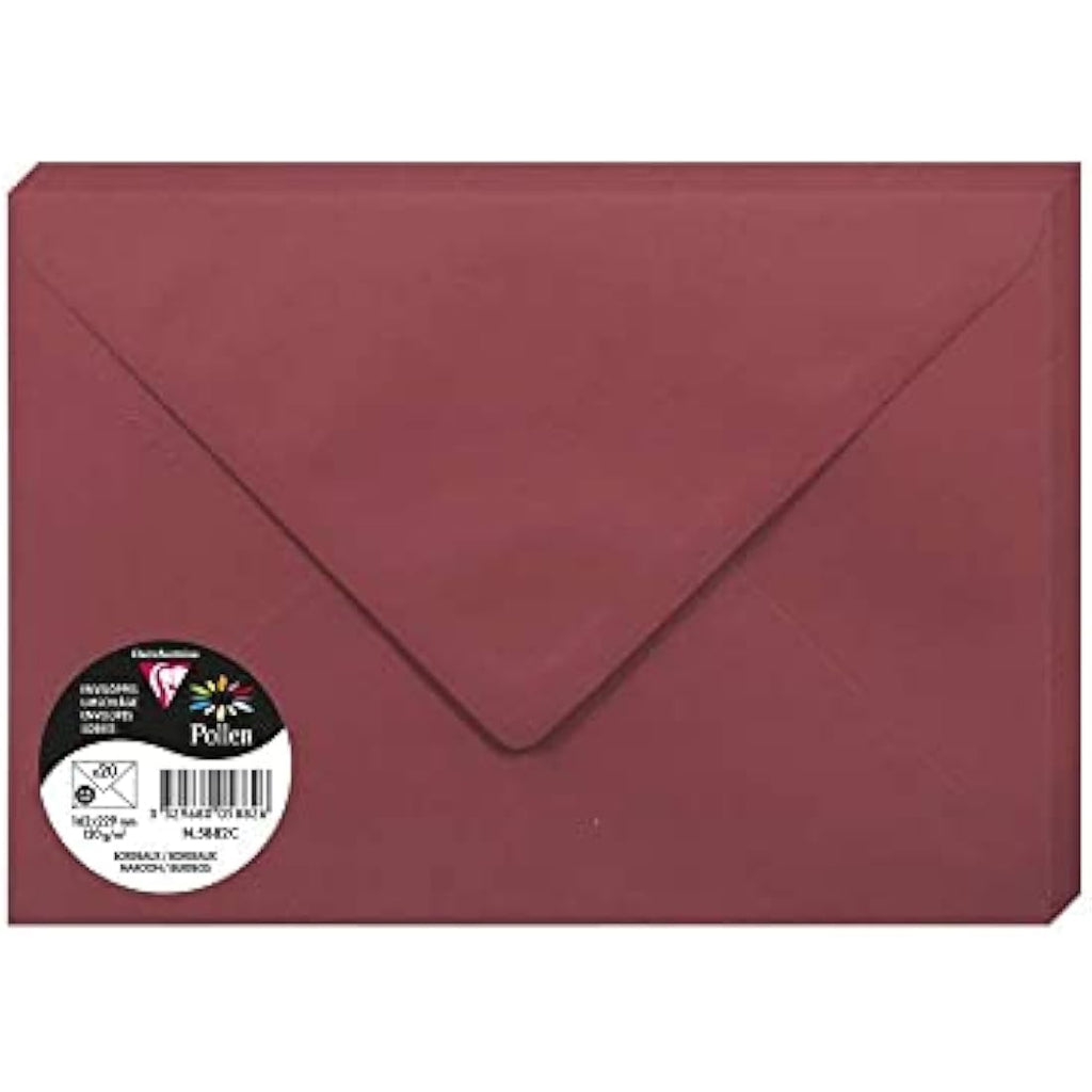 Clairefontaine Pollen C5 Envelopes – Maroon 120gsm Paper (Pack of 20)