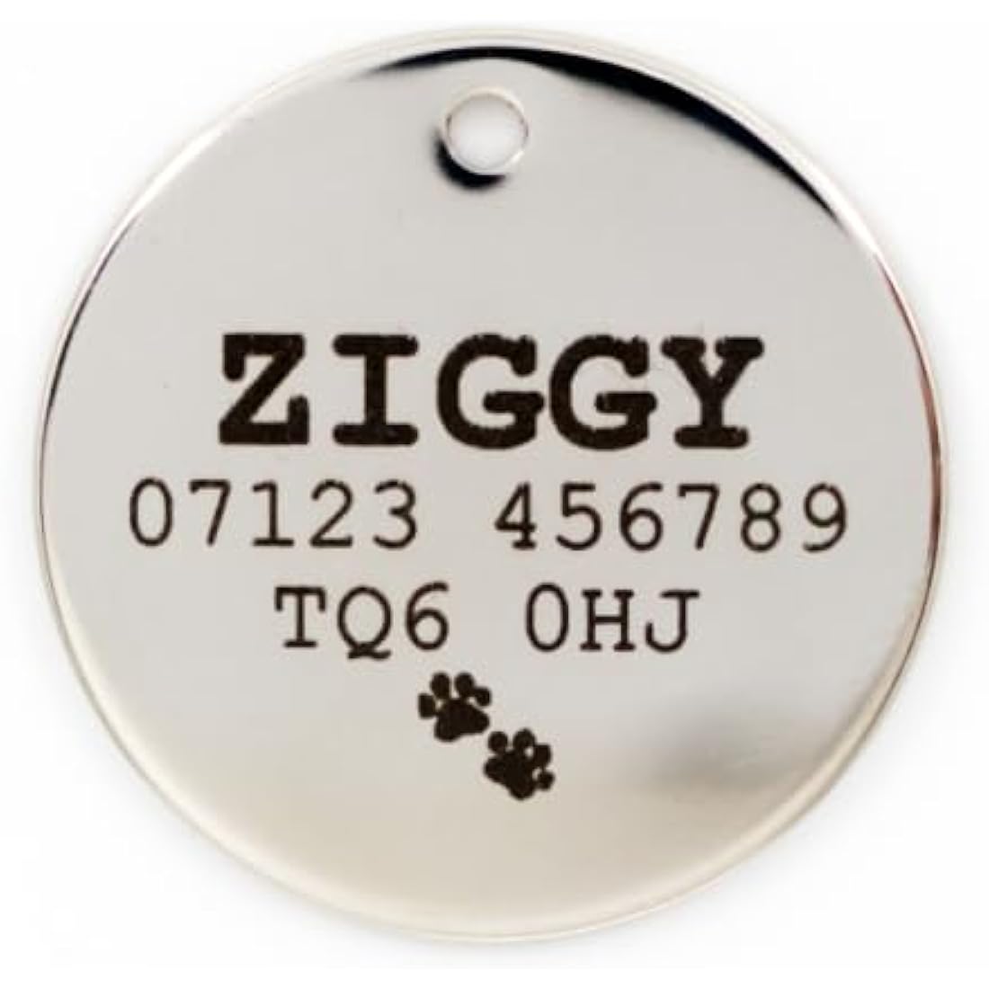 Personalized Engraved Glitter Paw Print Pet ID Tag - Light Pink