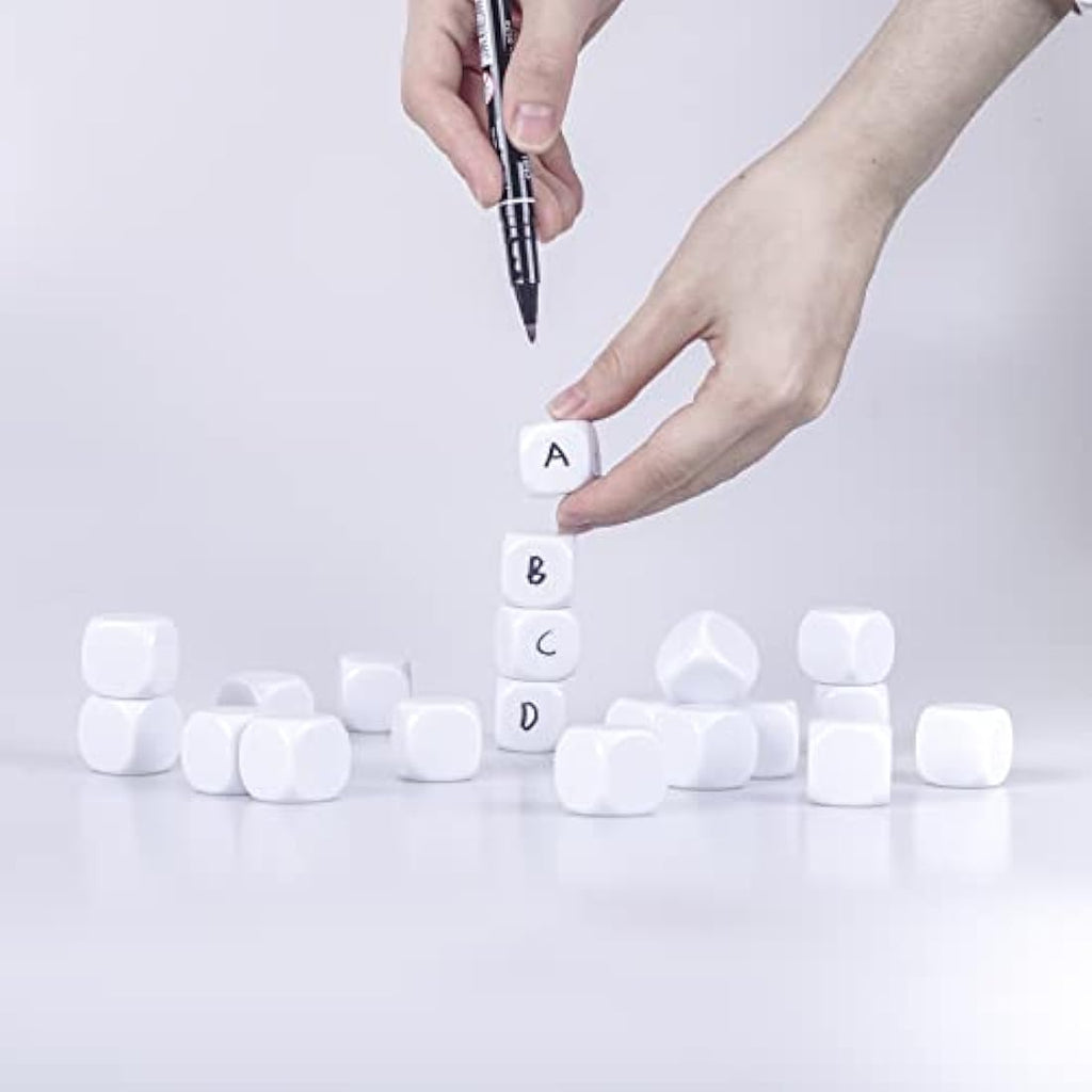 Jolof Store 22mm Blank White Acrylic Dice - 100PCS Six Sided Cubes