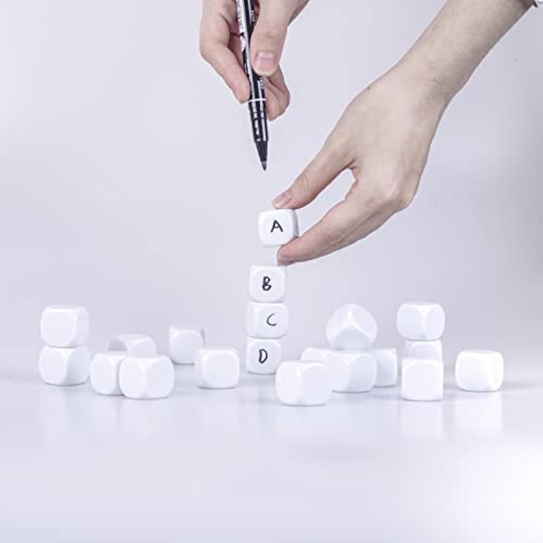 Jolof Store 22mm Blank White Acrylic Dice - 100PCS Six Sided Cubes