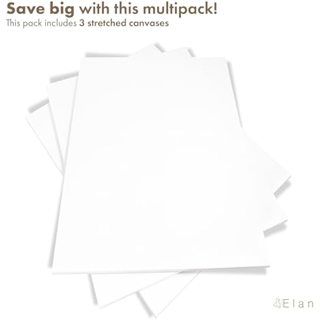 Elan 90x120cm Stretched Canvases | 3-Pack Triple Primed 100% Cotton