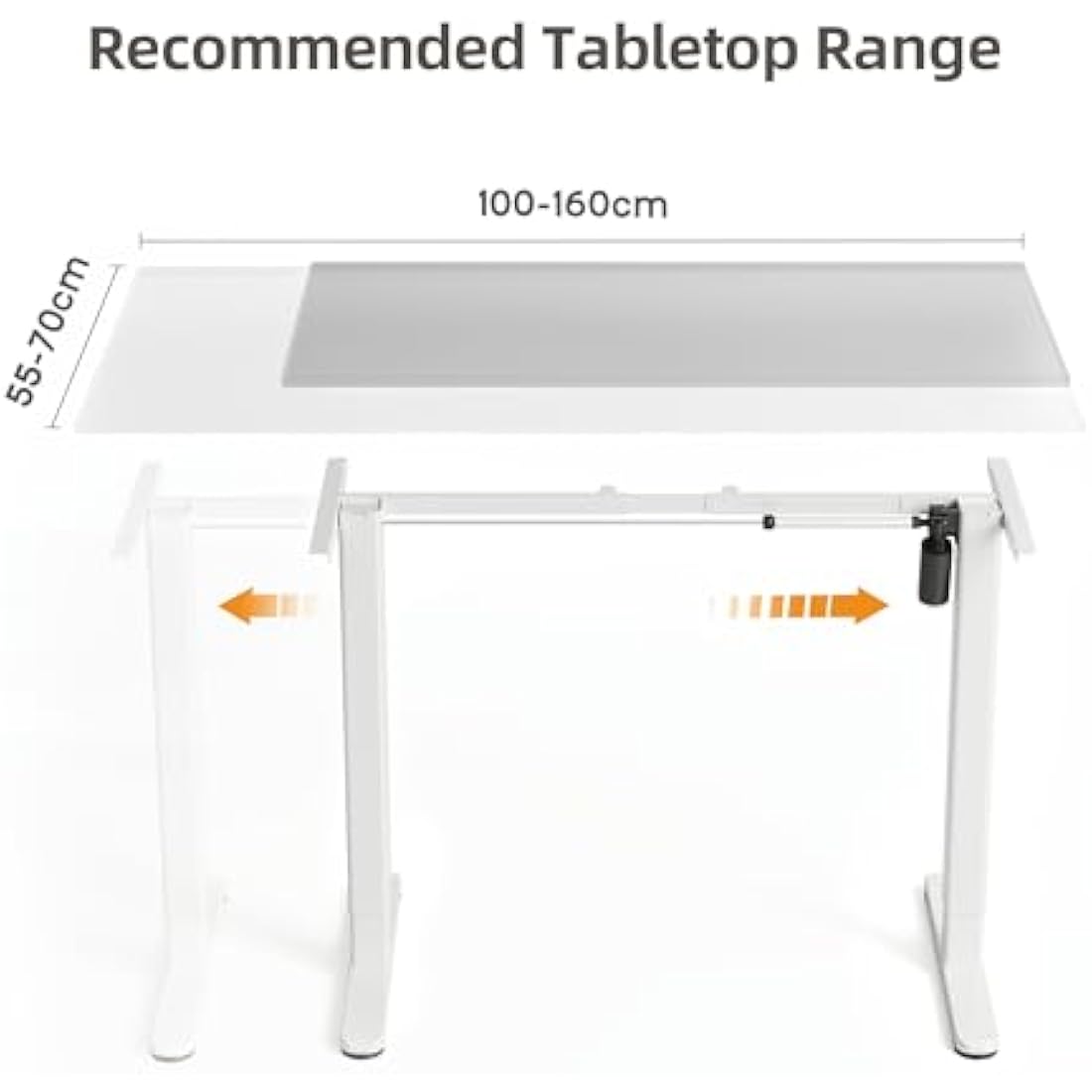 Claiks Electric Standing Desk Frame | Height Adjustable Steel Legs, White