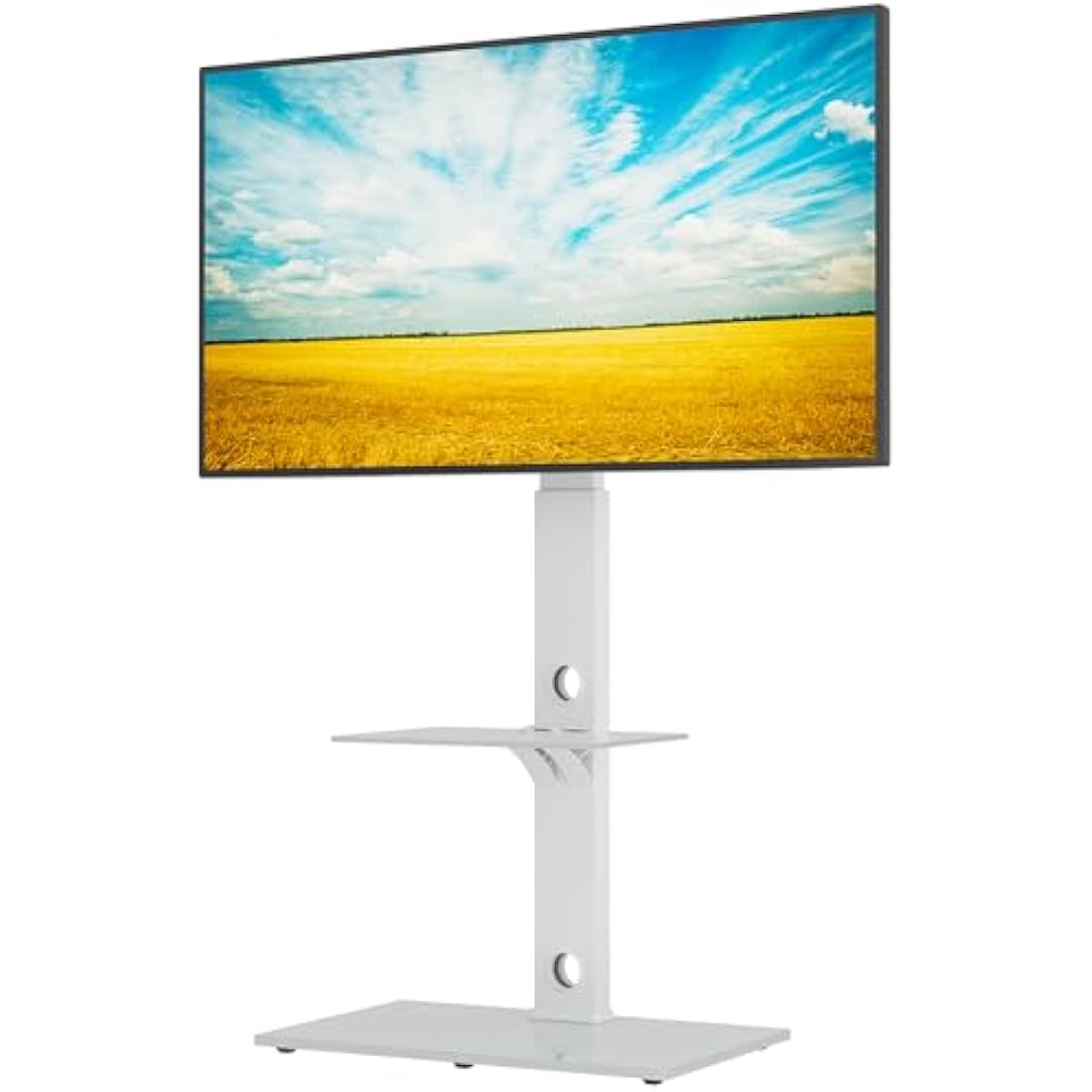 BONTEC Universal Floor TV Stand | 30-70 inch Height Adjustable – White