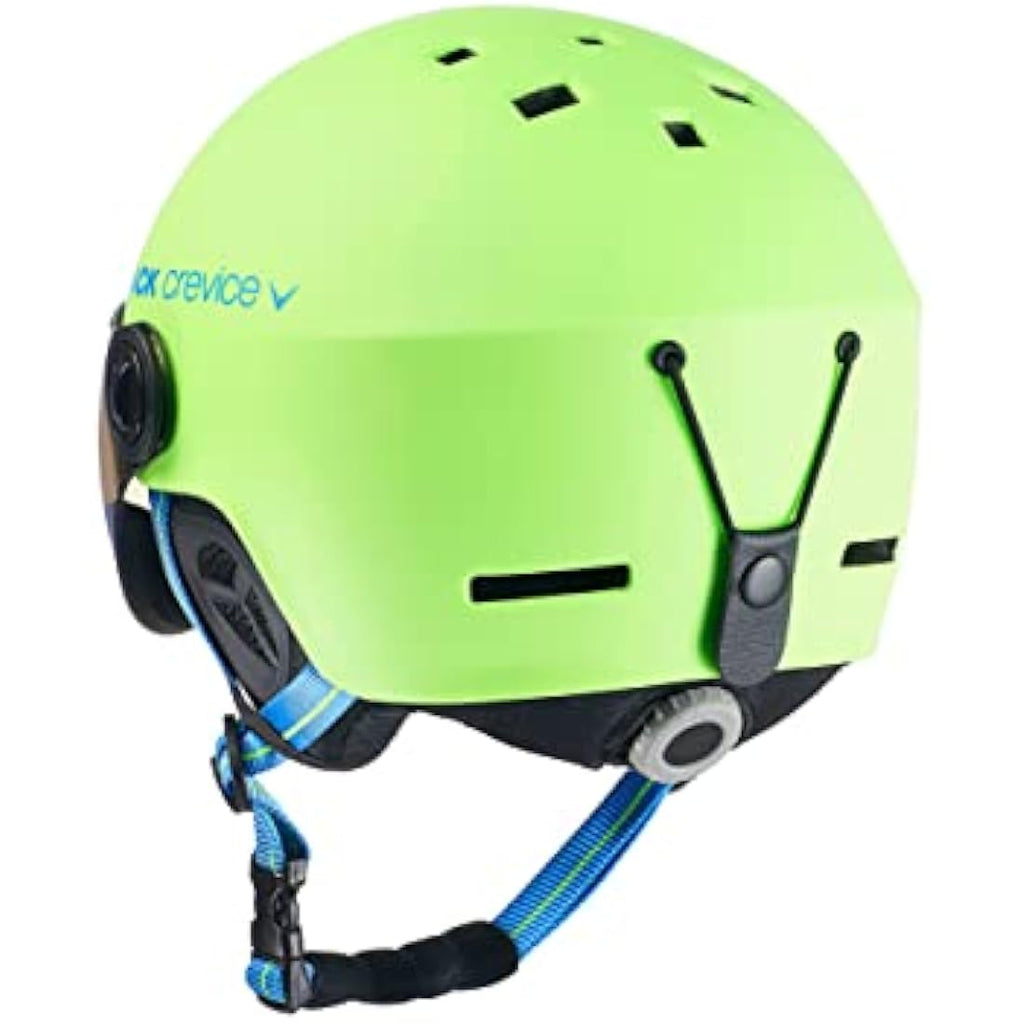 Black Crevice Gstaad Ski Helmet – Pilot Style Visor Helmet for Adults