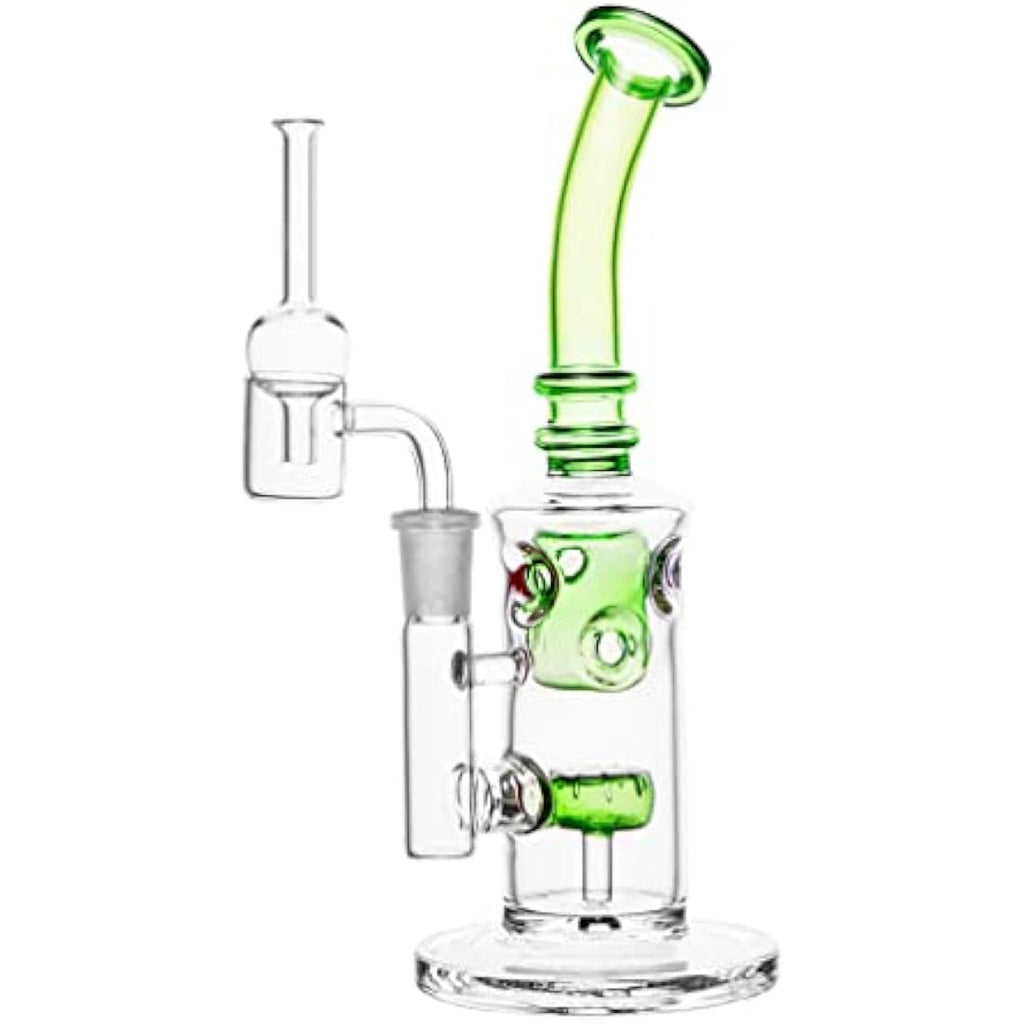 8" Glass Honeycomb Bong – Dab Rig with Quartz Banger (Green)