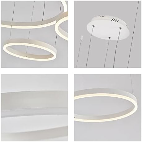 STARRYOL Modern LED Pendant Light | 3-Ring Dimmable Chandelier, 78W
