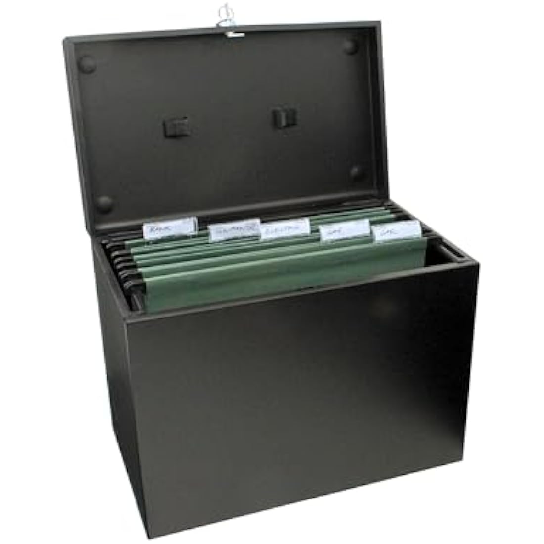 Cathedral A4 Steel File Box with 5 Suspension Files & Lock – Black