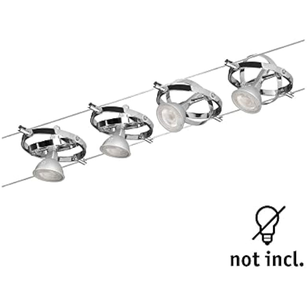 Paulmann Cardan Cable Lighting System – 4-Light Wire Set in Matt Chrome