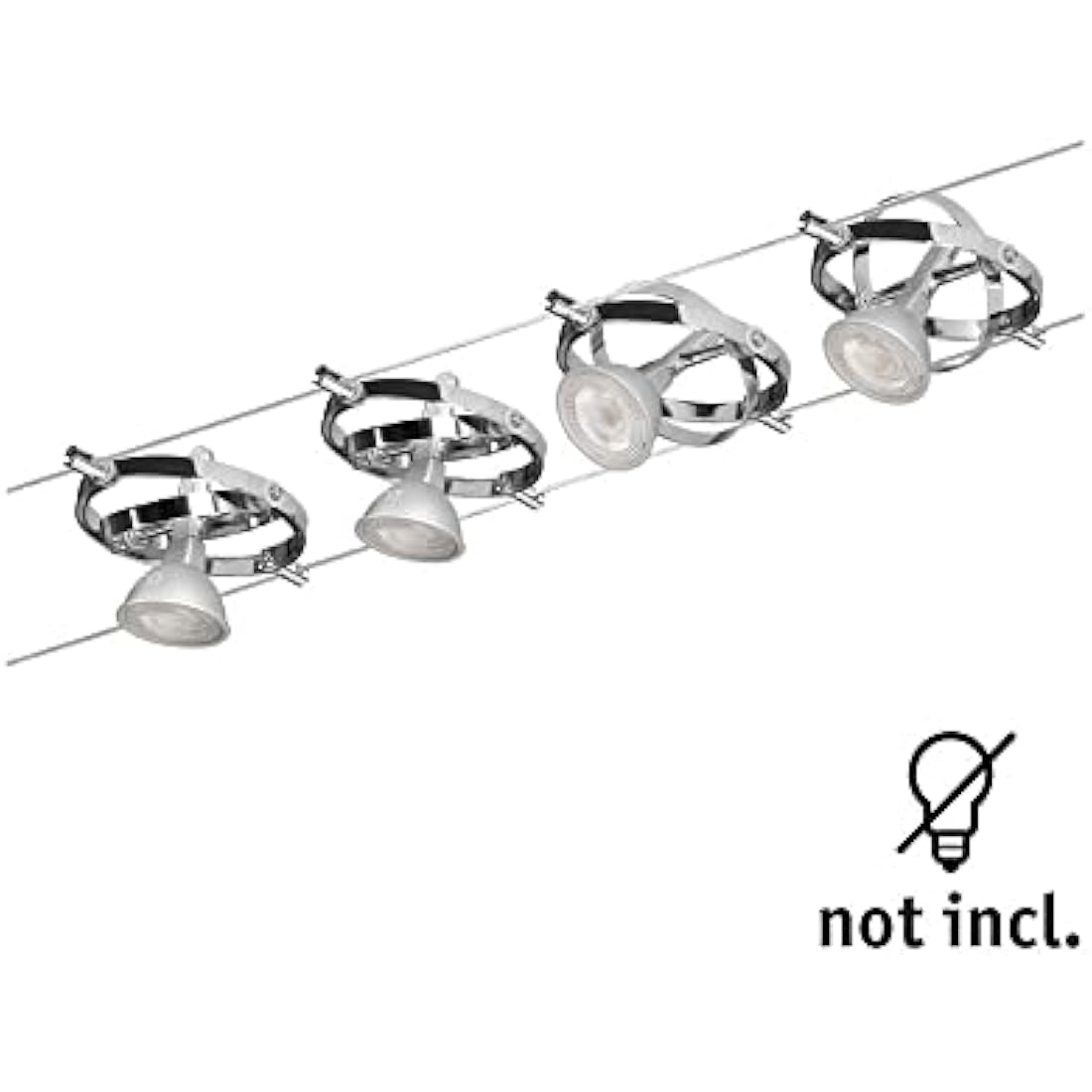 Paulmann Cardan Cable Lighting System – 4-Light Wire Set in Matt Chrome