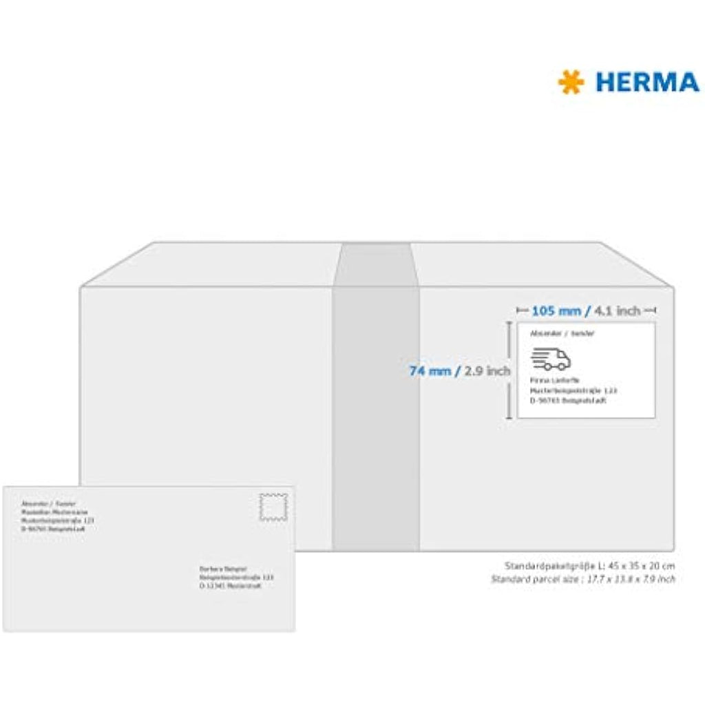 HERMA Self-Adhesive Shipping Labels | 105x74mm White A4 Sheets | 1600 Pack