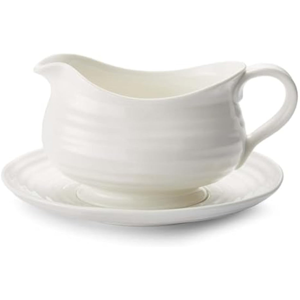 Portmeirion Porcelain Gravy Boat and Stand | White 0.55L Serving Set