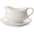 Portmeirion Porcelain Gravy Boat and Stand | White 0.55L Serving Set