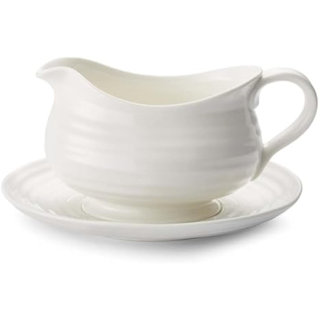 Portmeirion Porcelain Gravy Boat and Stand | White 0.55L Serving Set