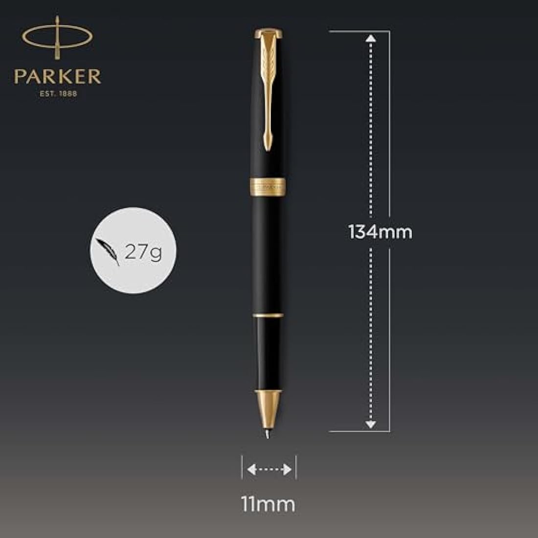 Parker Sonnet Rollerball Pen – Matte Black Lacquer with Gold Trim