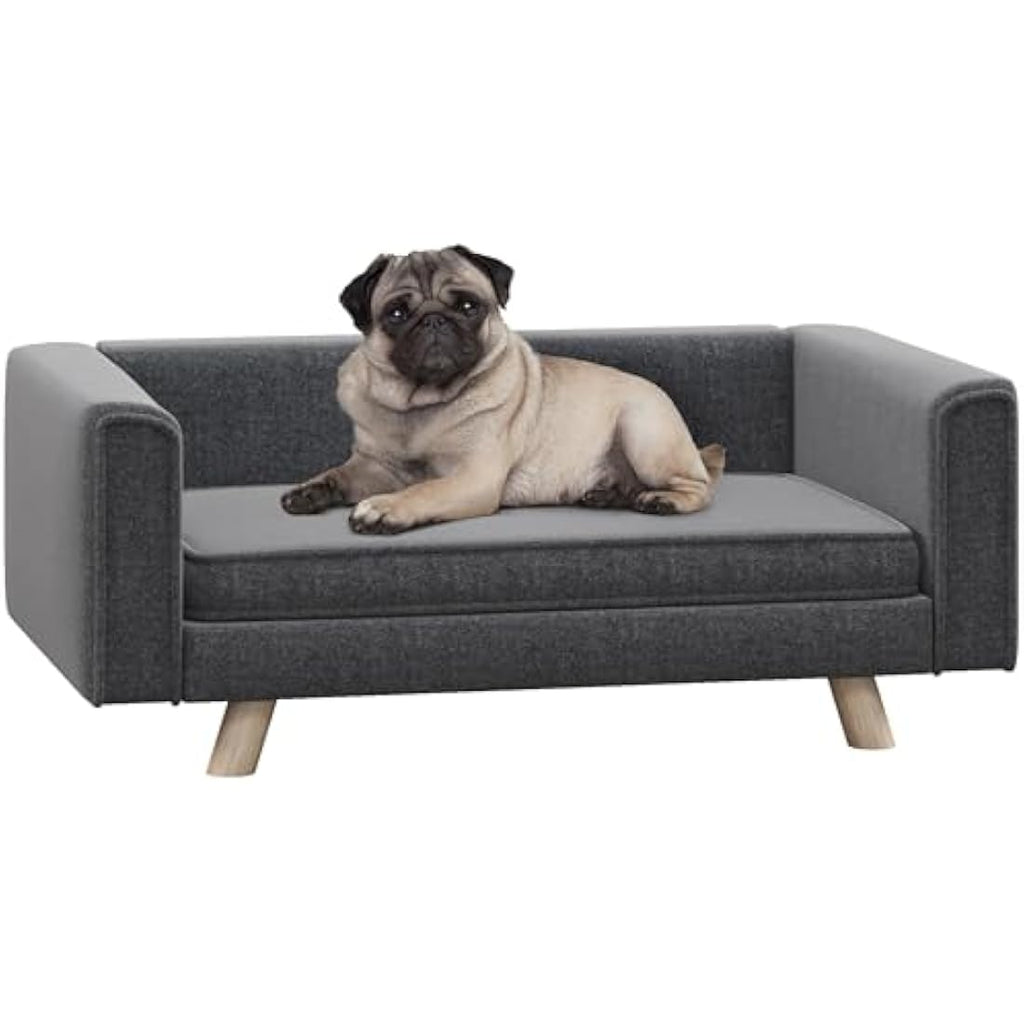 PawHut Elevated Dog Sofa Bed | Grey Washable Couch for Small Dogs