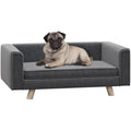 PawHut Elevated Dog Sofa Bed | Grey Washable Couch for Small Dogs