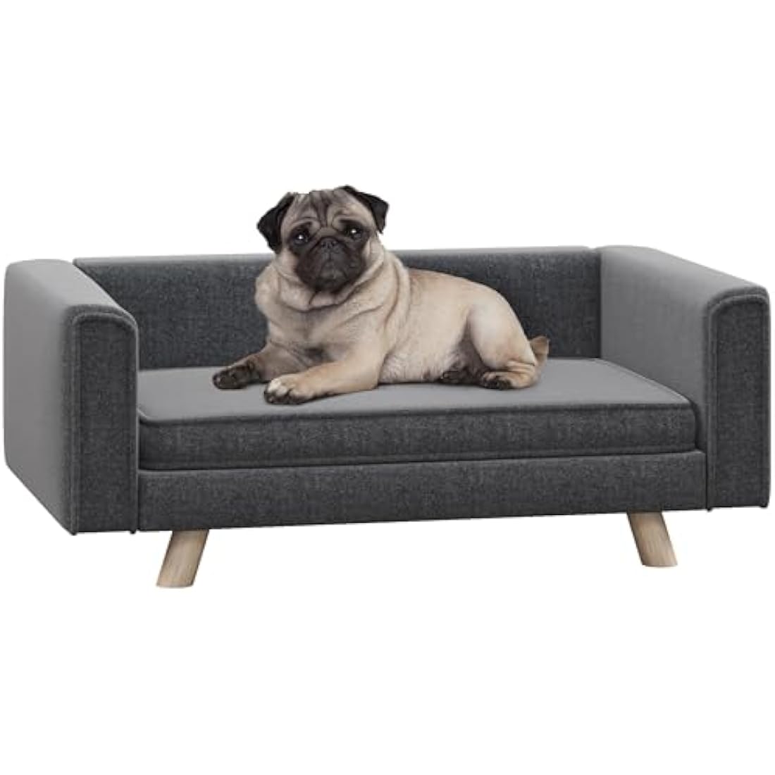 PawHut Elevated Dog Sofa Bed | Grey Washable Couch for Small Dogs