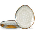 Henten Home Beige Stoneware Breakfast Plates - Handmade Set of 4
