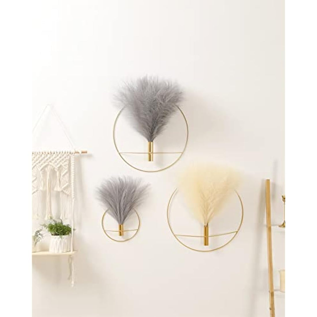 Metal Ring Wall Vase with Artificial Pampas Grass - 2 Pack