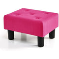 Velvet Footstool – Small Storage Ottoman for Living Room, Rose Red