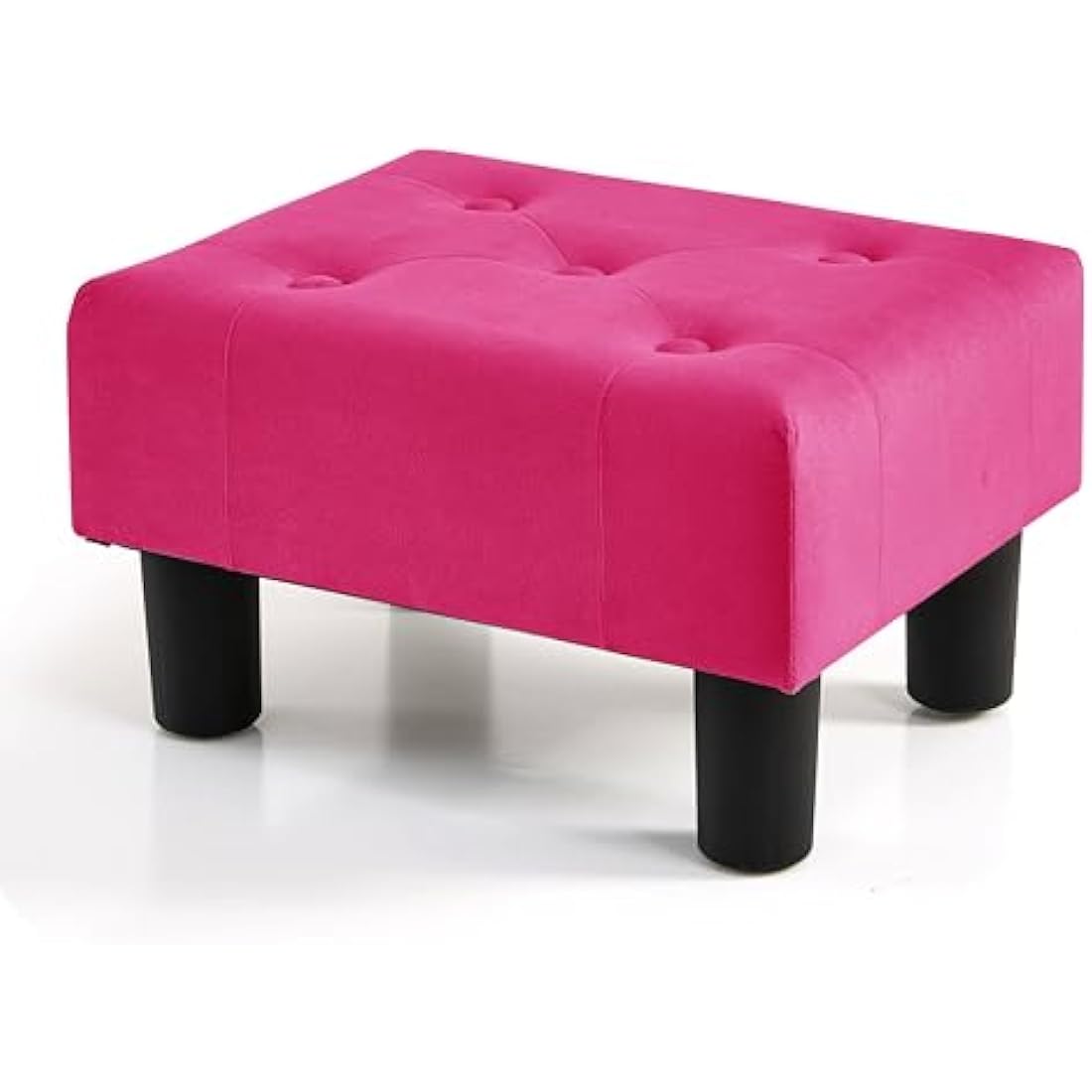 Velvet Footstool – Small Storage Ottoman for Living Room, Rose Red