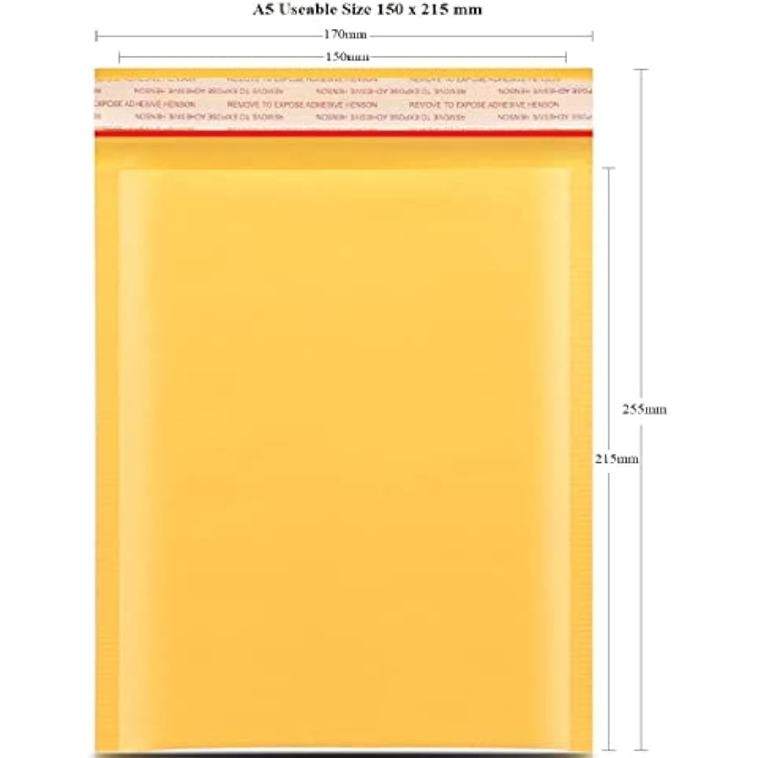 NaXew A5 Padded Envelopes | Yellow Bubble Mailers with Tear Strip - 10 Pack