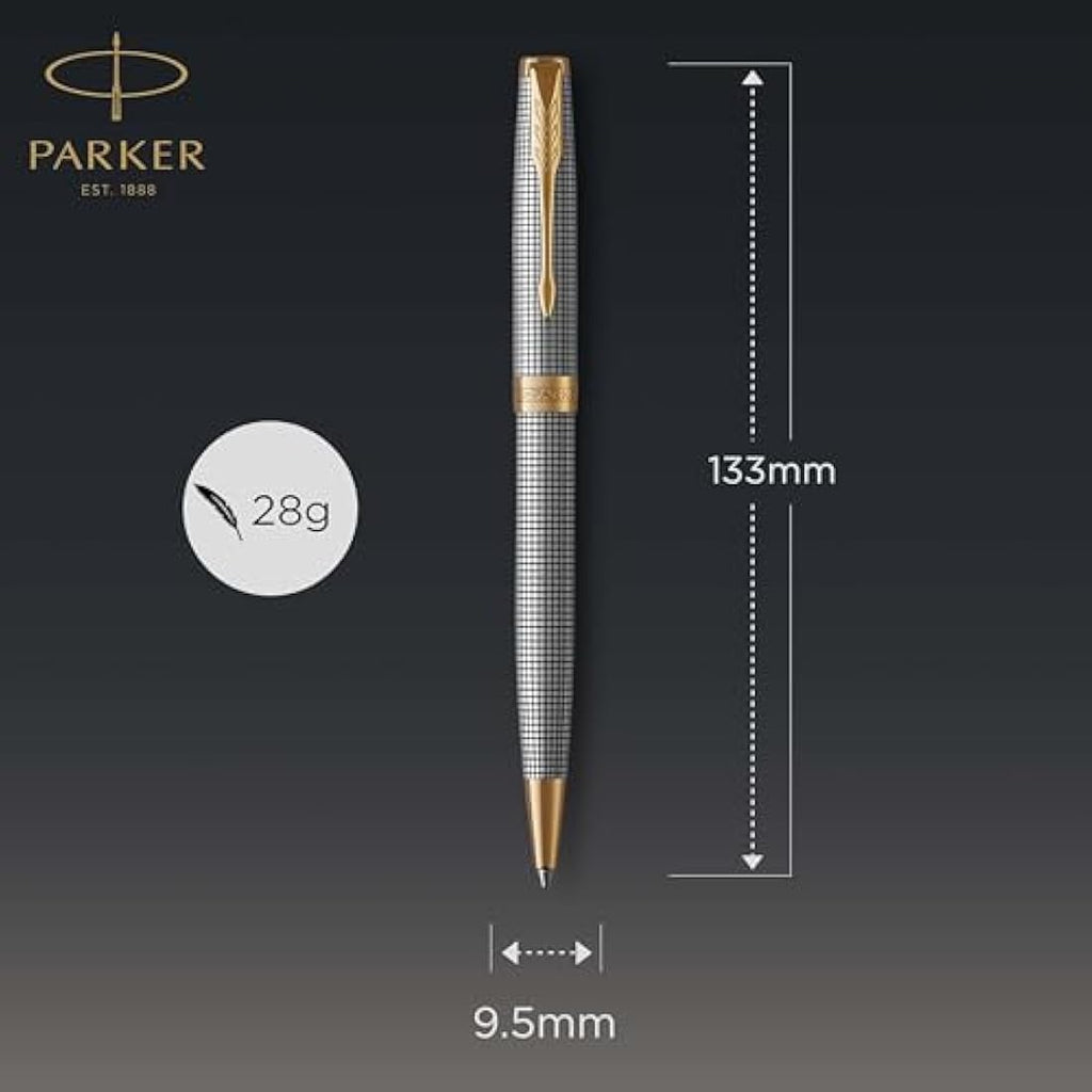 Parker Sonnet Ballpoint Pen – Chiselled Silver with Gold Trim
