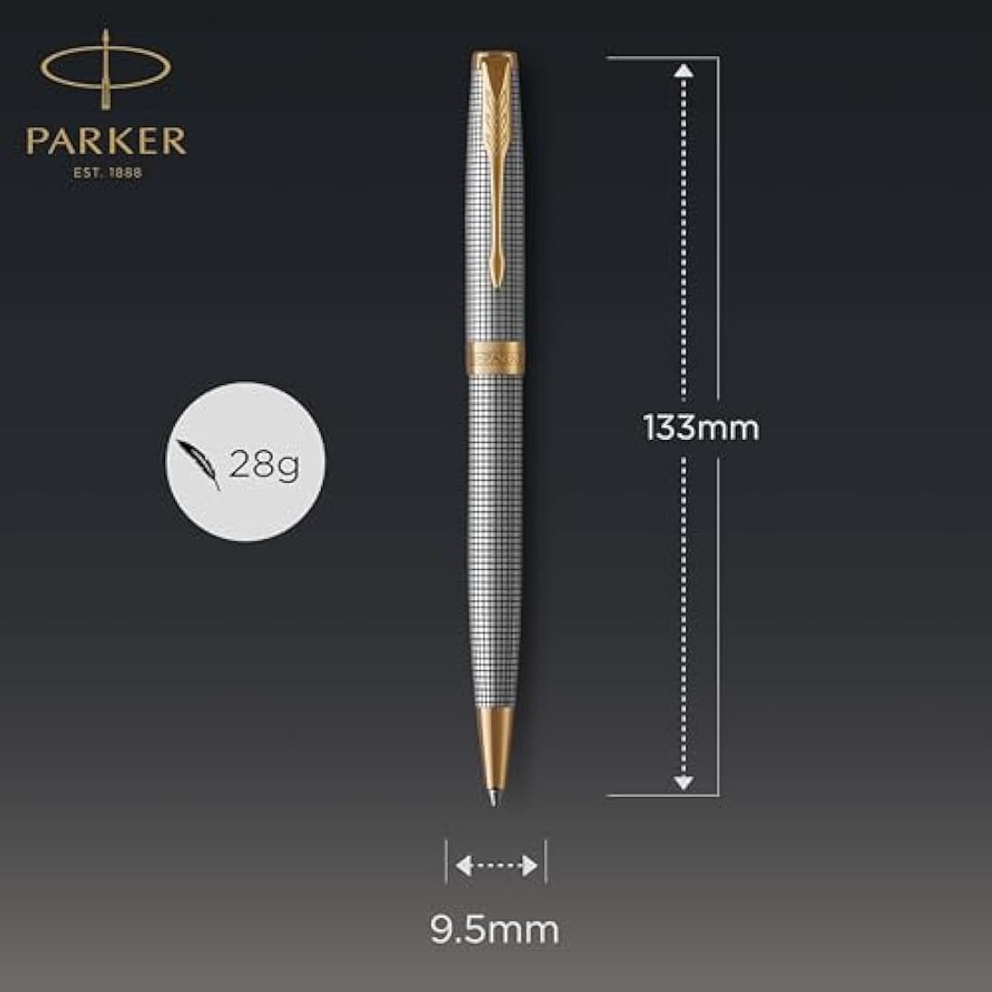 Parker Sonnet Ballpoint Pen – Chiselled Silver with Gold Trim