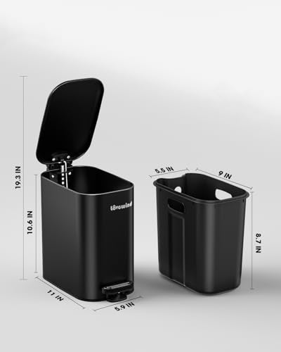 6L Slim Bathroom Pedal Bin – Soft Close & Inner Bucket