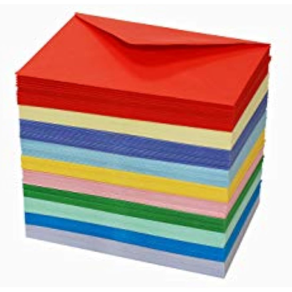 Craft UK C6 Envelopes – 200 Pack Assorted Colours for Card Making