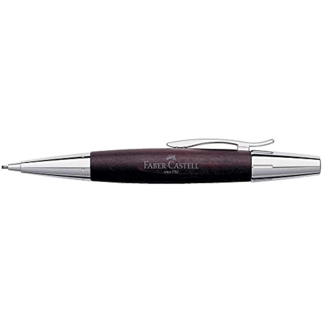Faber-Castell E-Motion Pearwood & Chrome 1.4mm Twist Pencil – Dark Brown