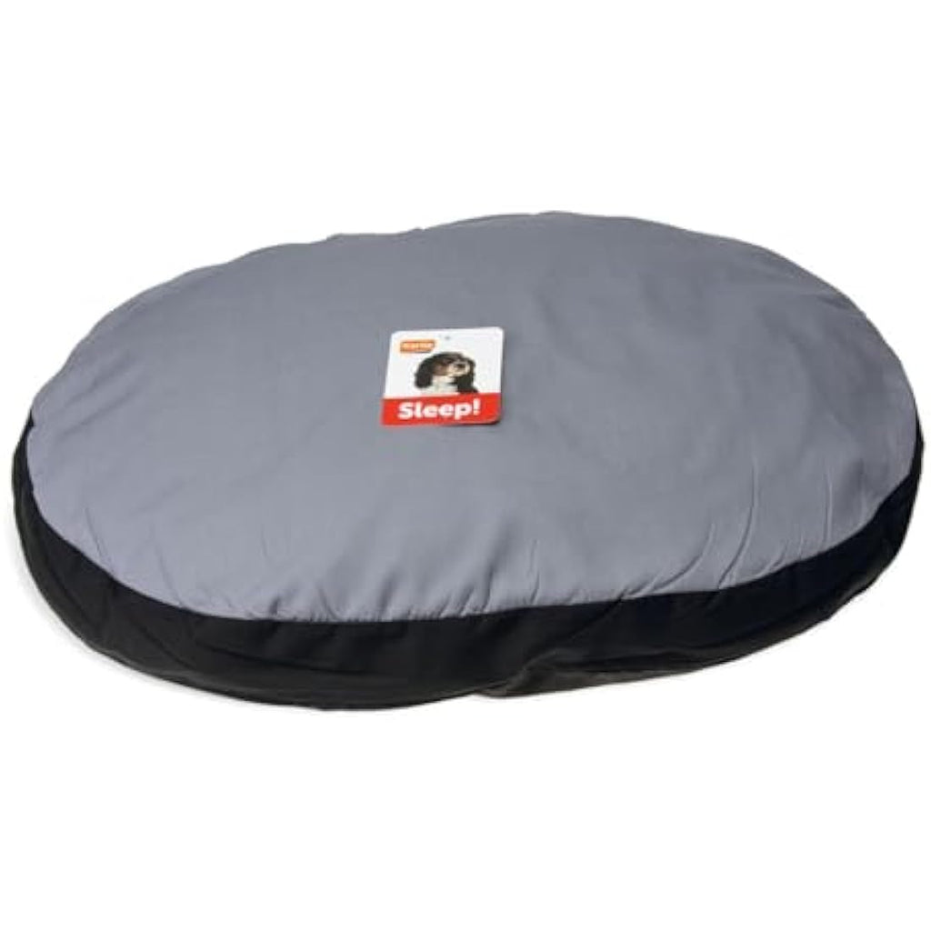 Karlie Oval Dog Bed Cushion – Washable Hygienic Pet Mat, Gray/Black